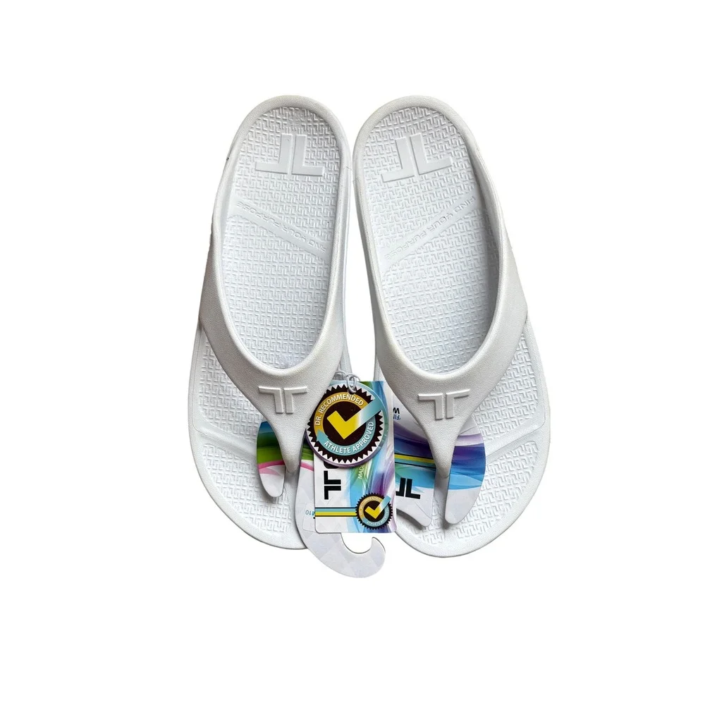 Telic Energy Flip Flop Snow White Recovery Sandal Arch Support Mens 10 Womens 11